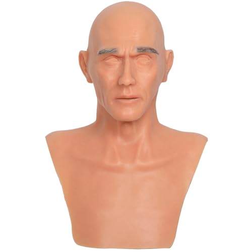KOIKOIKOI Charles Silicone Head Mask Realistic Old Man Face Masks Cosplay Prank Costume Props Masquerade(Beige)