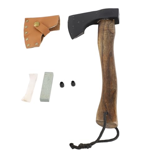 KELFEEAO Camping Axe, Lightweight Small Outdoor Hatchet Wooden Handle Steel Backpacking Hatchet for Chopping Wood and Splitting Gardening Hand Tools