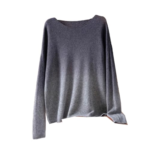 Womens Sheep Wool Cashmere Knit Grey Sweater Wool Blend Golden