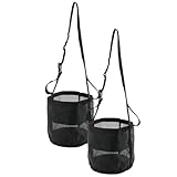 Deuson 2 Stück Pferde Futterbeutel,Futtertasche aus Nylon,Heavy-Duty Breathable Futterbeutel mit Verstellbarem Riemen und Langlebigem Snap,Pferd Maulkorb Futtertasche für Outdoor und Indoor(schwarz)