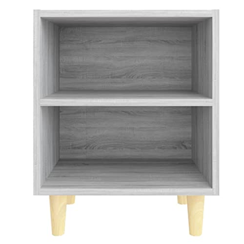 Table de chevet gris sonoma avec 2 étagères pour meuble scandinave - 5