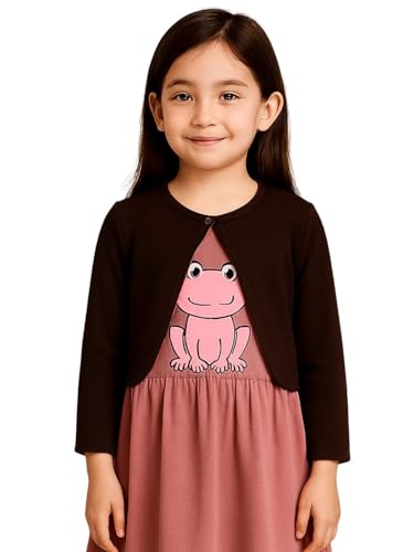 Image of KRYPTIC Kids Girls Crop Length Cotton Shrug - Soft Lightweight Open Front Layer for Stylish Everyday Wear Casual Outfits