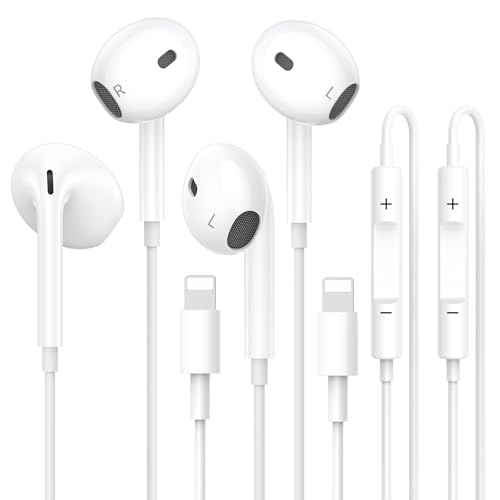 2 Pack Wired Headphones for iPhone Earbuds with Microphone & Volume Control Nosie Reduction, Headsets Earphone Compatible with iPhone 14/13/12/11/XR/XS/X/8/7/SE/Pro/Pro Max/Support All iOS System.