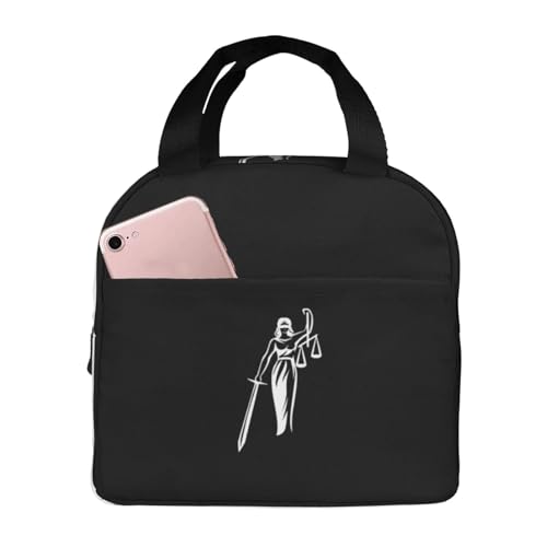 Justice Lady Lunch Bag for Women Adults Men Insulated Lunch Box, Leakproof Cooler Food Containers Reusable High Capacity Lunch Tote Bags for Work/Travel/Office