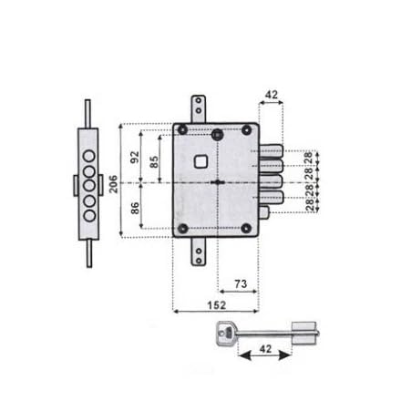 Serratura Porta Blindata Doppia Mappa 70 dim 152x206 SER 7111 2DE