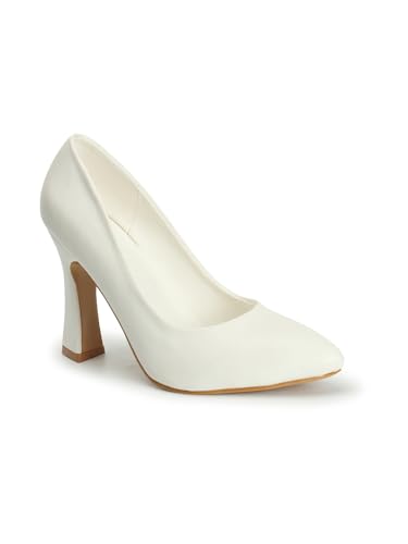 ELLE Womens Comfortable and Stylish Heeled Pump Sandal for Office Casual I Semi Formal Use White 5 Kids UK (EL-RU-W-192) (B0CBP3YNYP) Amazon Price History, Amazon Price Tracker