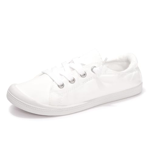 FUNKYMONKEY Shoes for Women, Comfort Low Top Canvas Slip On Sneakers Classic Casual Walking Shoes