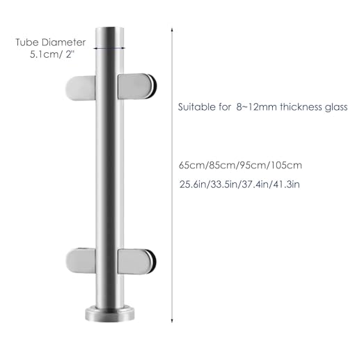 Poteau garde-corps verre inox 105cm pour balustrade d'angle ou d'extrémité