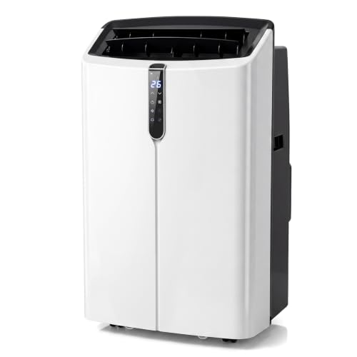 GYMAX Klimaanlage Mobil, Klimaanlage mit Abluftschlauch, 5 in 1 Klimagerät mit Heizfunktion, WiFi & App, 24h-Timer, Air Conditioner mit Fensterabdichtung & Fernbedienung (14000 BTU)