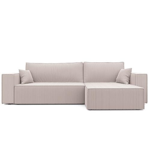 GREKPOL Canapé d'angle Convertible 276x145 Tissu Poso à Gauche ou à Droite - Sofa XL avec Espace de Rangement - Canapé 3 Places Convertible