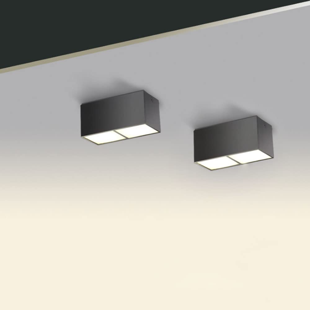 Oświetlenie sufitowe LED Downlight 2 sztuki, montowane na powierzchni, oświetlenie punktowe do korytarza, kwadratowe, miniaturowe, sufitowe, 2-punktowe, do salonu, Bla, c,Black3000k