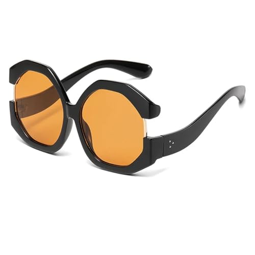 Lunettes de soleil polygonales demi-montures au style géométrique et verres UV400 pour femme