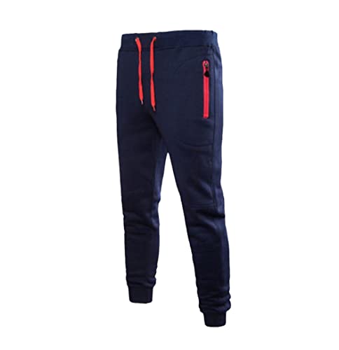Pantalon de sport pour homme bleu marine long elastique fitness