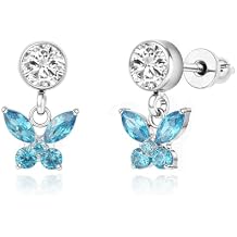 Limerencia Hypoallergenic F136 Titanium Cubic Zirconia Butterfly Drop Dangle Stud Earrings G23 for Women
