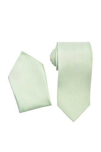 Men's Premium Solid Vest - NeckTie – Bow Tie - Pocket Square 4 Piece Set for Suits & Tuxedos (Laurel Green, Large)3