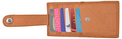 MARSHAL Women's Genuine Leather Slim Stacker Card Case Protection Wallet (Tan)3