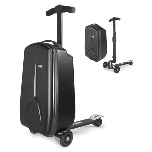 iubest Scooter Luggage Carry On Scooter Suitcase for Kids Age 4-15, Detachable & Foldable 4 in 1 Kids Suitcase, Multifunctional Ride On Travel Trolley Scooter Combo-Black