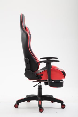 Sedia Gaming Boavista In Similpelle I Poltrona Racing Con Doppio Cuscino I Sedia Ufficio Sportiva Carico Max 136 KG, Colore:nero/rosso, Poggiapiedi:con poggiapiedi - Sedia gaming - Immagine 6