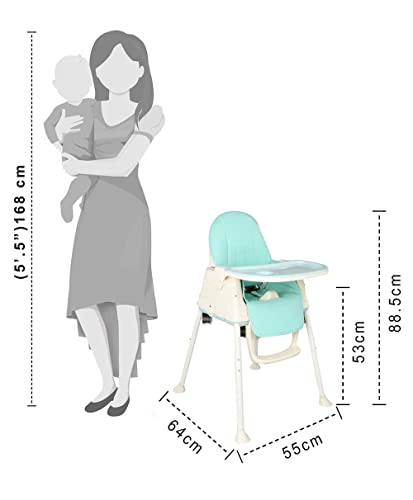 Image of StarAndDaisy Comfort Baby High Chair for Feeding with 4 in 1 Multifunctions for 6 Months to 3 Years Girls & Boys, Height Adjustable, Detachable Food Tray & One-Hand Adjustable (Blue)