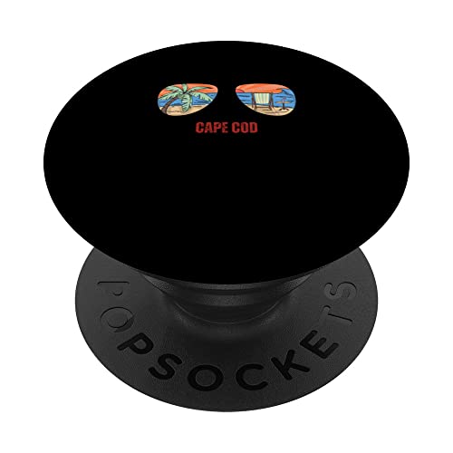 Cape Cod Beach Vacation Retro Sunglasses Ocean View PopSockets Swappable PopGrip, Black