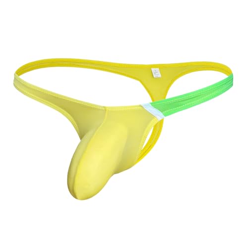 COMLIFE Men's Sexy Low Waist Semi-transparent Ice Silk Panties Fashion Colorblocking Thongs2