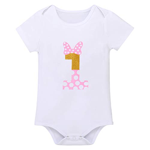 Imekis Toddler Baby Little Girls Short Sleeve Romper + Polka Dot Tulle Skirt + Mouse Ears Headband 3Pcs Tutu Dress Set First 1St Birthday Outfit For Christmas Halloween Party Cosplay Pink - 1 1T #TOP2