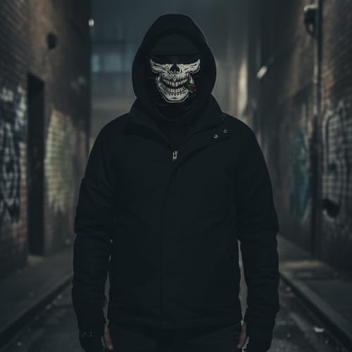 Unisex Çok Desenli Balaklava Yüz Maskesi - Motosiklet, Kayak, Kış Sporları için Nefes Alabilir Esnek Kumaş Kar Maskesi - Palyaço, Joker, İskelet, Sakallı Puro Grafik Seçenekleri (İskelet)