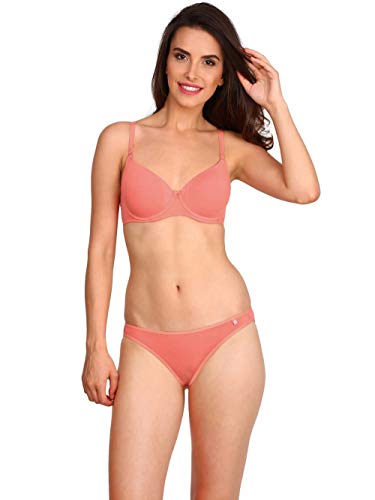 Image of Jockey 1245 Women's Under-Wired Padded Super Combed Cotton Elastane Stretch Medium Coverage Multiway Styling T-Shirt Bra with Detachable Straps