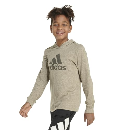 adidas Camiseta masculina de manga comprida com logotipo Bos, Marrom cargo, 14-16