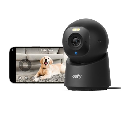 eufy Innenkamera E30, neueste Generation, 4K 8MP UHD Sicherheitskamera, 360° Abdeckung, 6× optischer Zoom, Farbnachtsicht, KI-Erkennung Mensch/Tier/Weinen, Auto-Tracking Mensch/Tier, HomeKit