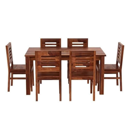 Image of MAMTA DECORATION Solid Sheesham Wood Dining Table Set 6 Seater | Six Seater Dining Table with 6 Chairs for Living Room | Dinning Table Set 6 Seater for Living Room, Hotels & Restaurant, Honey Finish