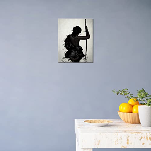 Artvender Female Samurai Wall Art Japanese Warrior Canvas Print Black And White Poster Decor Abstract Home Decorative Artwork Framed For Bedroom Bathroom Living Room Hallway Decoration Ready To Hang 16 X 20 In #TOP3