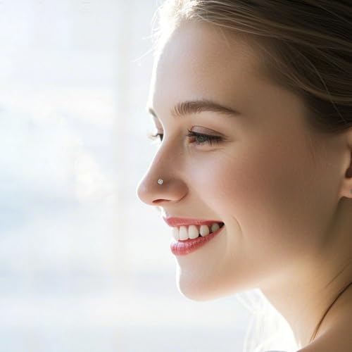 12PCS 18G Nose Ring Hoop 20G Nose Studs Sets, 316L Surgical Steel Hypoallergenic 14K Gold Plated CZ Hinged Clicker L Shape/Corkscrew Nose Studs Piercing Jewelry for Women Men 6