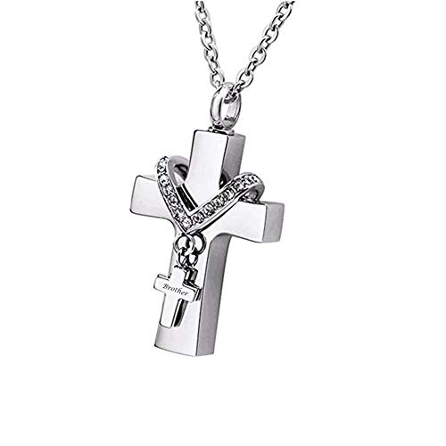 Colgante para cenizas cruz de cremación collar memorial de recuerdo