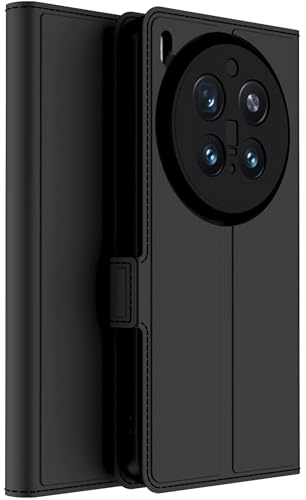 Image of Kapa Noble Slim Magnetic Leather Flip Case Cover for Vivo X300 Pro 5G | Card Holder Stand Flip Wallet Case (Black)