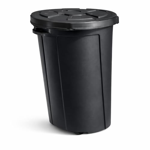 Consejos para Comprar Bote de Basura Costco los 5 mejores. 47 MRK HOME Bote de Basura Grande Negro con Tapa y Ruedas, Plástico de Alta Resistencia, 125 Litros, Uso Rudo, Interior y Exterior, Con Agarradera, Resistente a Exteriores