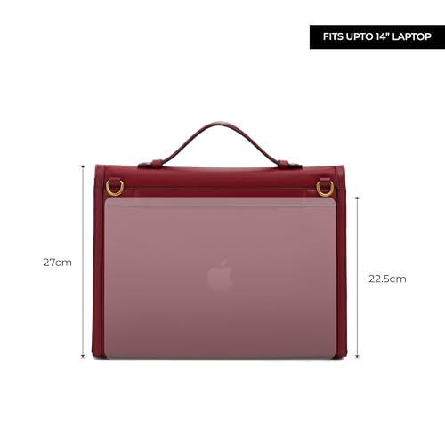 Image of Miraggio Kinsley Laptop Bag | 14 inch Padded Laptop Sleeve With Adjustable & Detahcable Strap | Unisex Laptop Bags For Office | Laptop Cover Bag