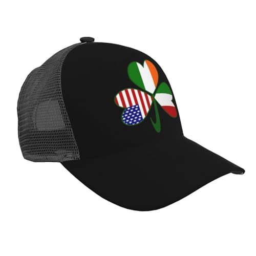 Italian Irish American Shamrock Mesh Baseball Cap - Classic Adjustable Peaked Cap, Trucker Hat for Men and Women