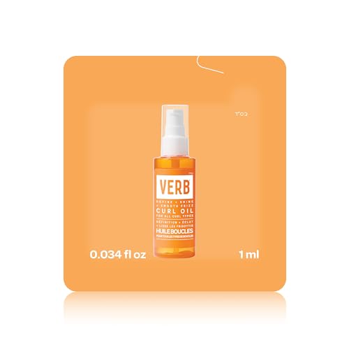 VERB Curl Oil Sample 1 ml - Define + Shine + Smooth Frizz - for All Curl Types -Silicone Free + No Parabens Gluten or Harmful Sulfates