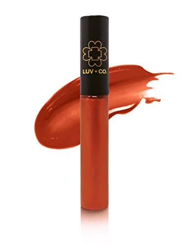 Luv+Co Lip Gloss 7Ml 90% Organic Moisturizing Lip Gloss Non Sticky Shiny Natural Colorants For Light Glossy Coverage Gluten Free Paraben Free | Bronze Orange Metallic | Sunset #TOP26