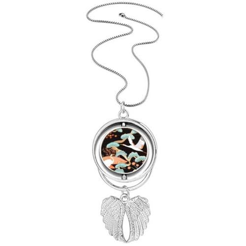 Collier grue pivoines ailes d'ange : cadeau idéal pour femme