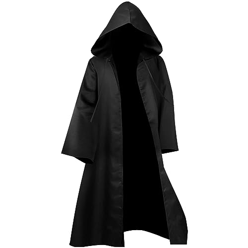 FORMIZON Capa com capuz de Halloween para homem, disfarce de cavalheiro para adulto, roupão de Halloween preto, disfarce de Halloween para homens, adulto Halloween carnaval Medieval Cosplay roupa