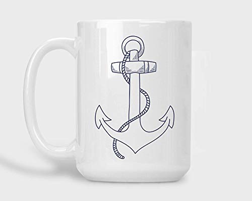 Nautical Coffee Mugs Choose From Anchor, Ship, Lighthouse and 3 other Designs - Large 15 oz White Ceramic Coffee Mug Cup Cup