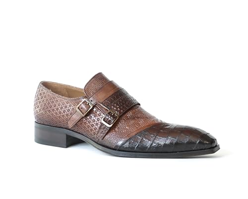 Jo Ghost 5395 Italian Multi Print Cognac Leather Shoes with Buckles and Zip2