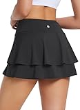 BALEAF Women's Tennis Skirts 14" High Waist Athletic Skorts Skirt with Pockets Running Sports Black M