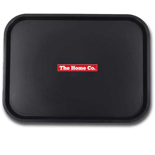 Image of The Home Co. Dish Drainer Basket Plastic Rectangular Tray to Collect Water | Fast Food Tray, Platter Serving Tray for Breakfast, 35X45 cm (Black) (1)