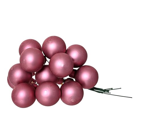Weihnachtskugeln am Draht Glas 2,5cm x 12 Stück Spiegelbeeren Matt -...