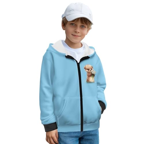 Kids Fleece Zip Up Hoodie Size 7-12 Boys Sweatshirts Fashion Kids