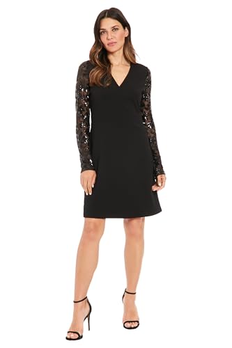 London Times Women's Long SLV Novelty A-line Dress