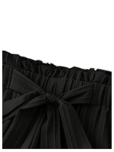 SOLY HUX Women's Wide Leg Pants Bow Tie Front Elastic High Waisted Baggy Casual Long Trousers3